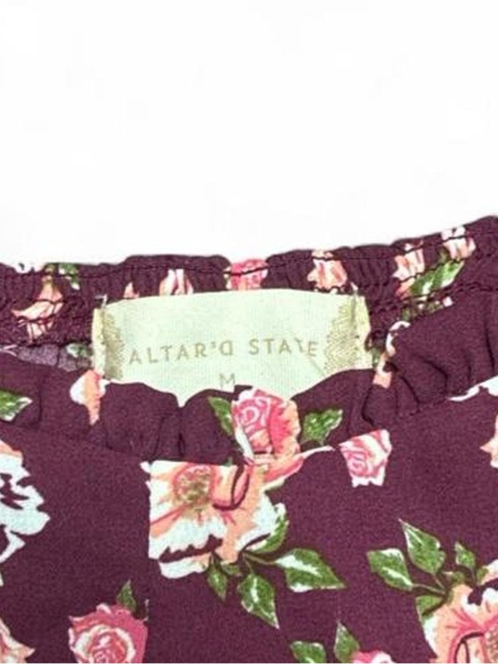 Altar’d State Floral Tie Strap Mini Dress Size M Burgundy Pink Cottagecore - Picture 4 of 8
